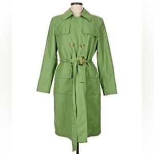 Gallery Green Belted Trench Coat sz M